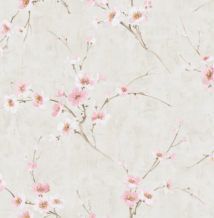 Seabrook Designs Silk Road Dogwood Metallic Pearl And Pink Wallpaper AI41601