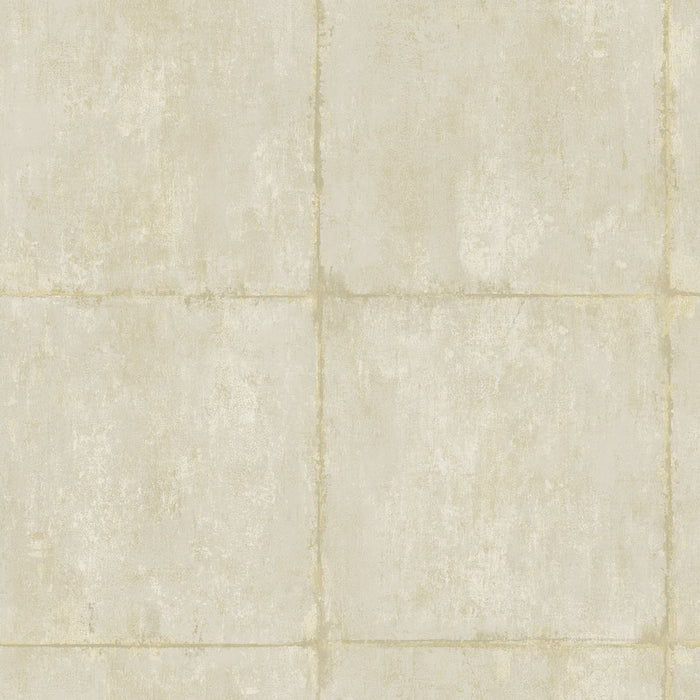 Seabrook Designs Great Wall Blocks Metallic Gold And Off-white Wallpaper Sample AI42103