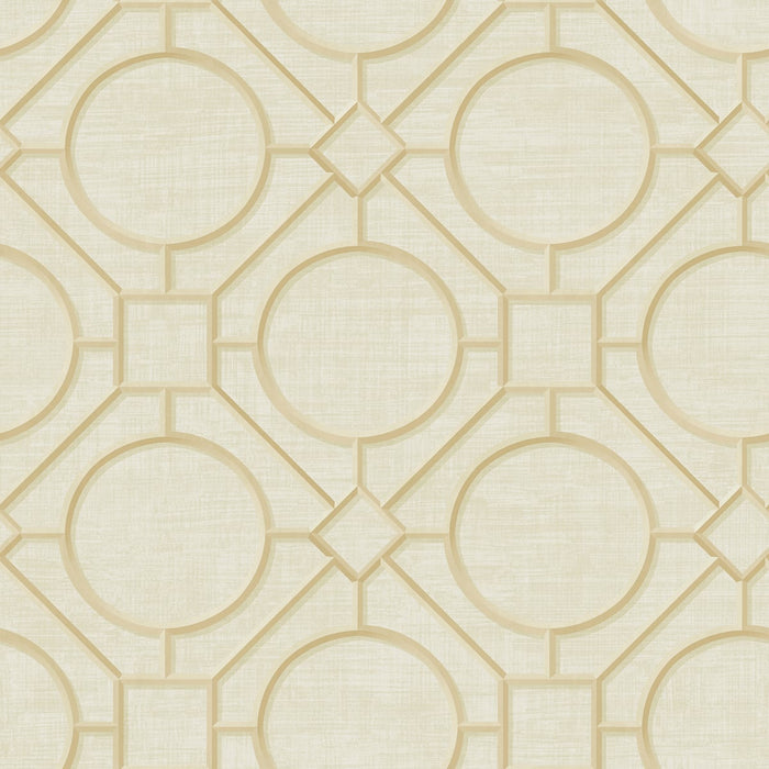 Seabrook Designs Silk Road Trellis Metallic Gold And Linen Wallpaper AI42404