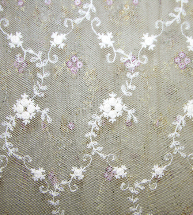 Old World Weavers Florinette Sheer Ecru Fabric Sample AU 06028075