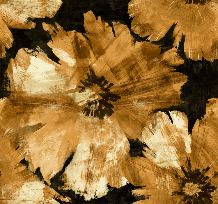 Seabrook Designs Curie Abstract Floral Metallic Gold And Ebony Wallpaper Sample AV50005