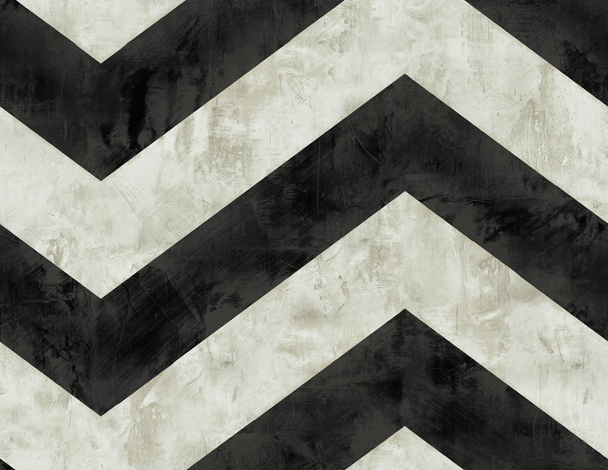 Seabrook Designs Hubble Chevron Metallic Ebony And Ivory Wallpaper AV50400