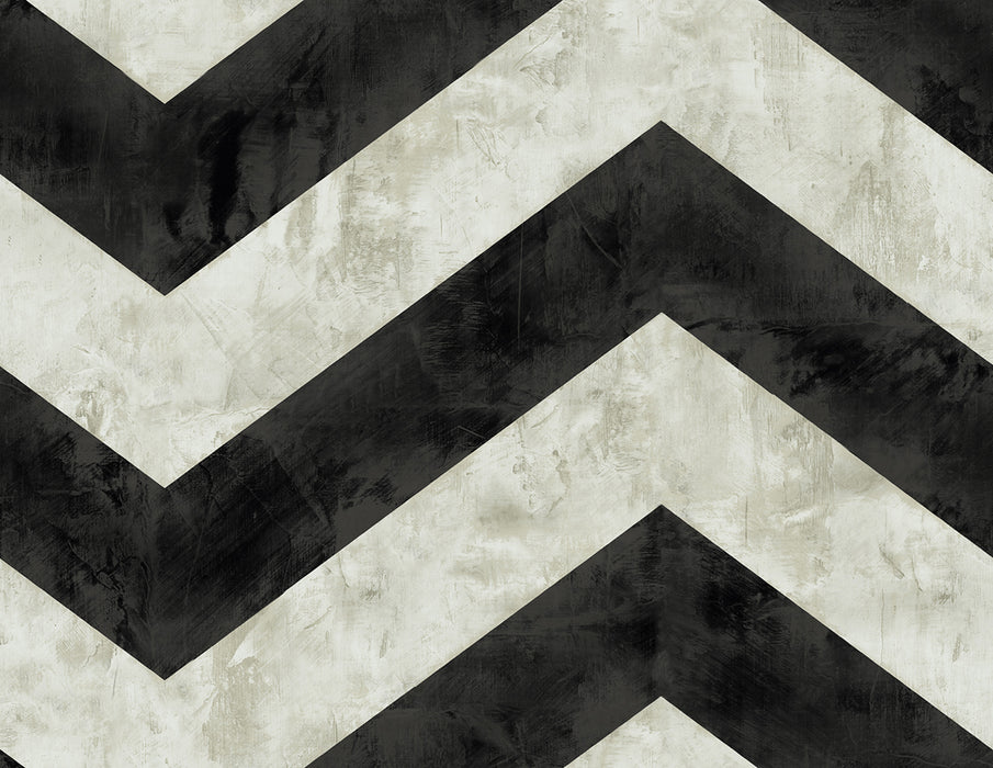 Seabrook Designs Hubble Chevron Metallic Ebony And Ivory Wallpaper Sample AV50400