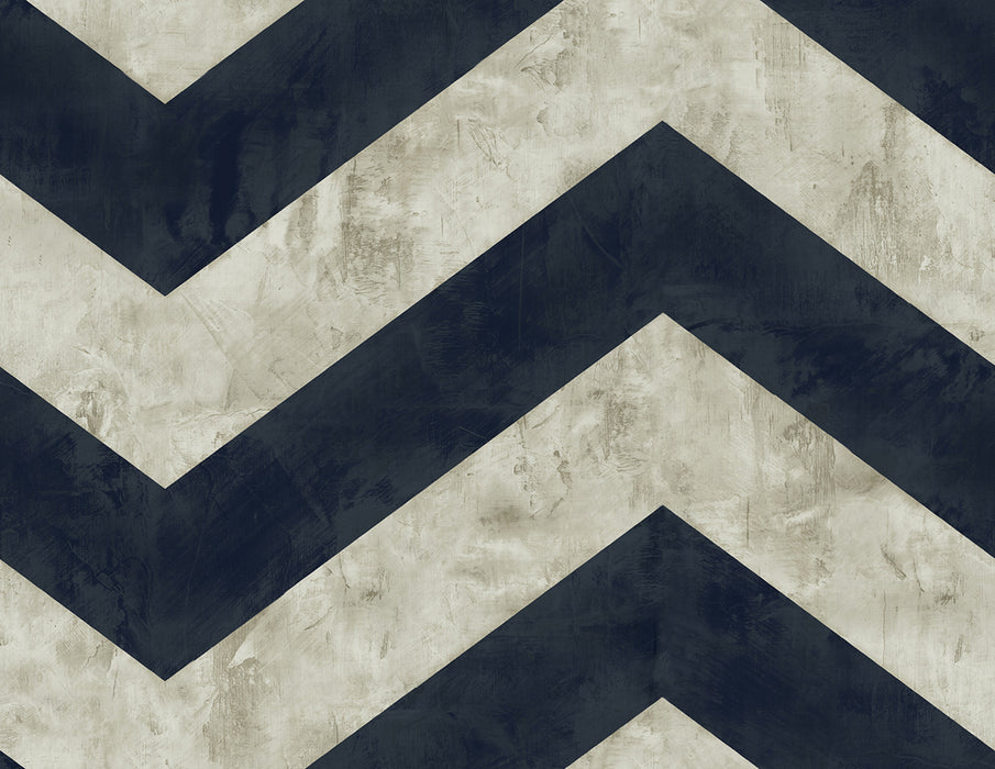 Seabrook Designs Hubble Chevron Metallic Midnight Blue Wallpaper Sample AV50402