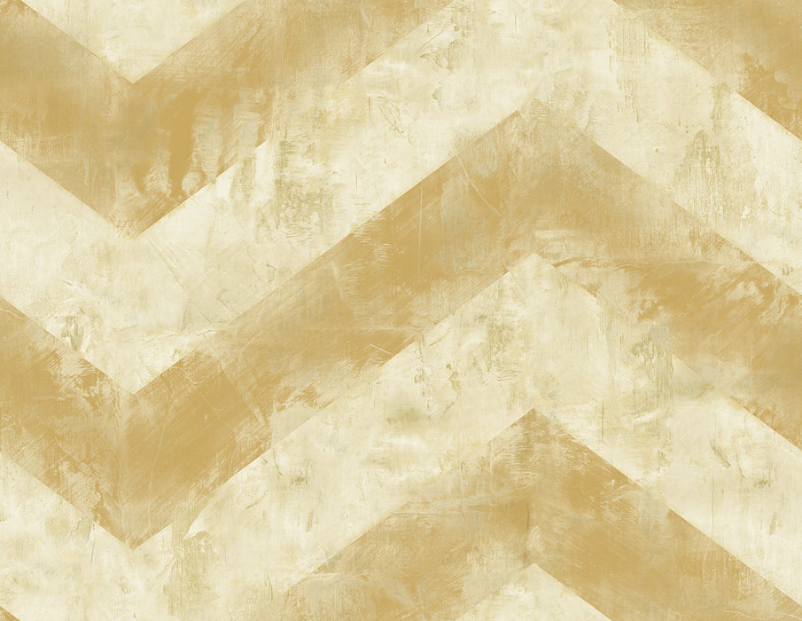 Seabrook Designs Hubble Chevron Metallic Gold And White Wallpaper Sample AV50405