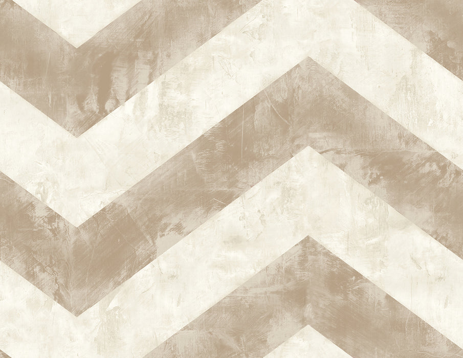 Seabrook Designs Hubble Chevron Metallic Taupe And Ivory Wallpaper Sample AV50406