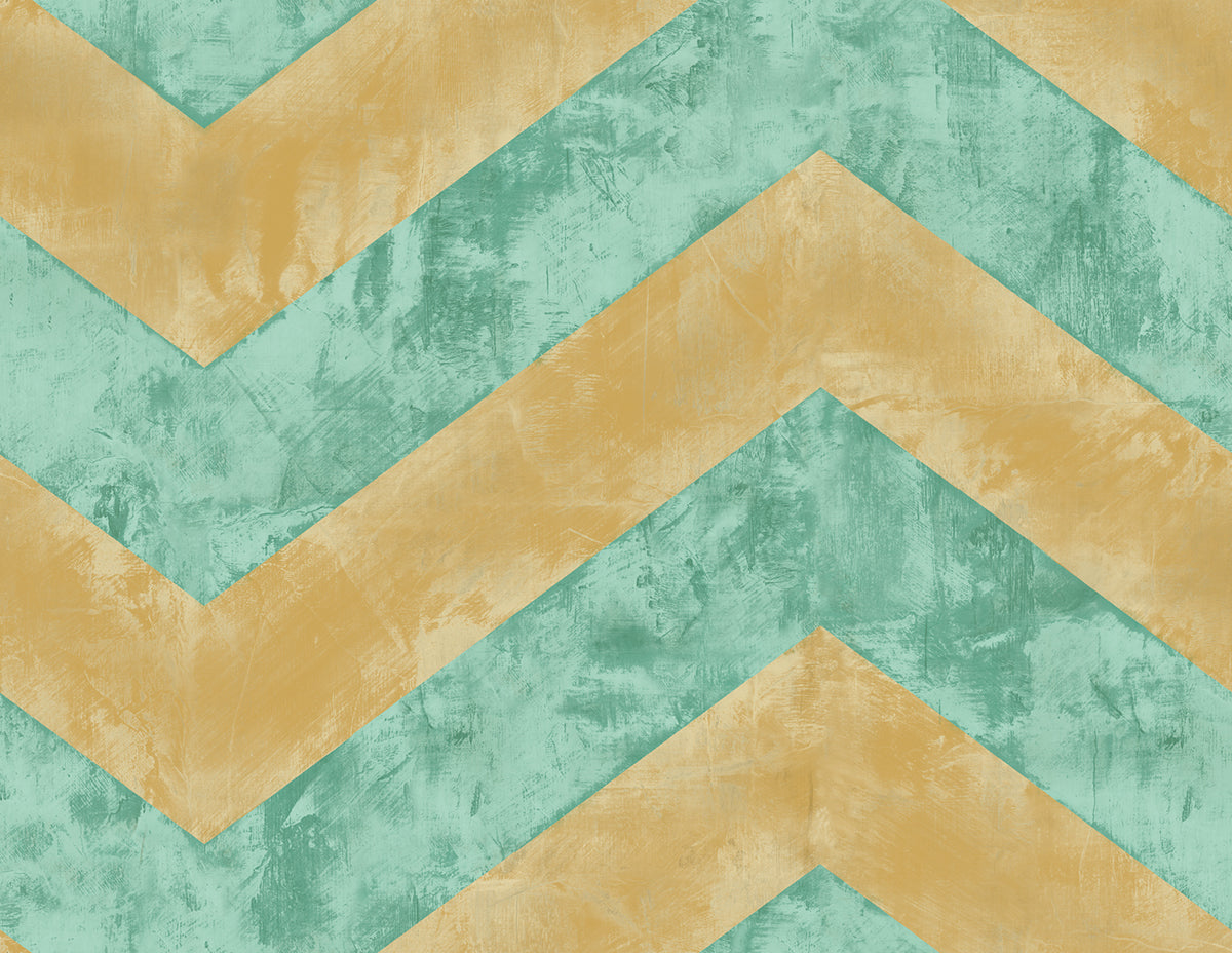 Seabrook Designs Hubble Chevron Metallic Gold And Teal Wallpaper AV50415