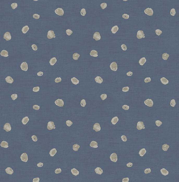 Seabrook Designs Hubble Dots Metallic Blue And Silver Wallpaper AV50602