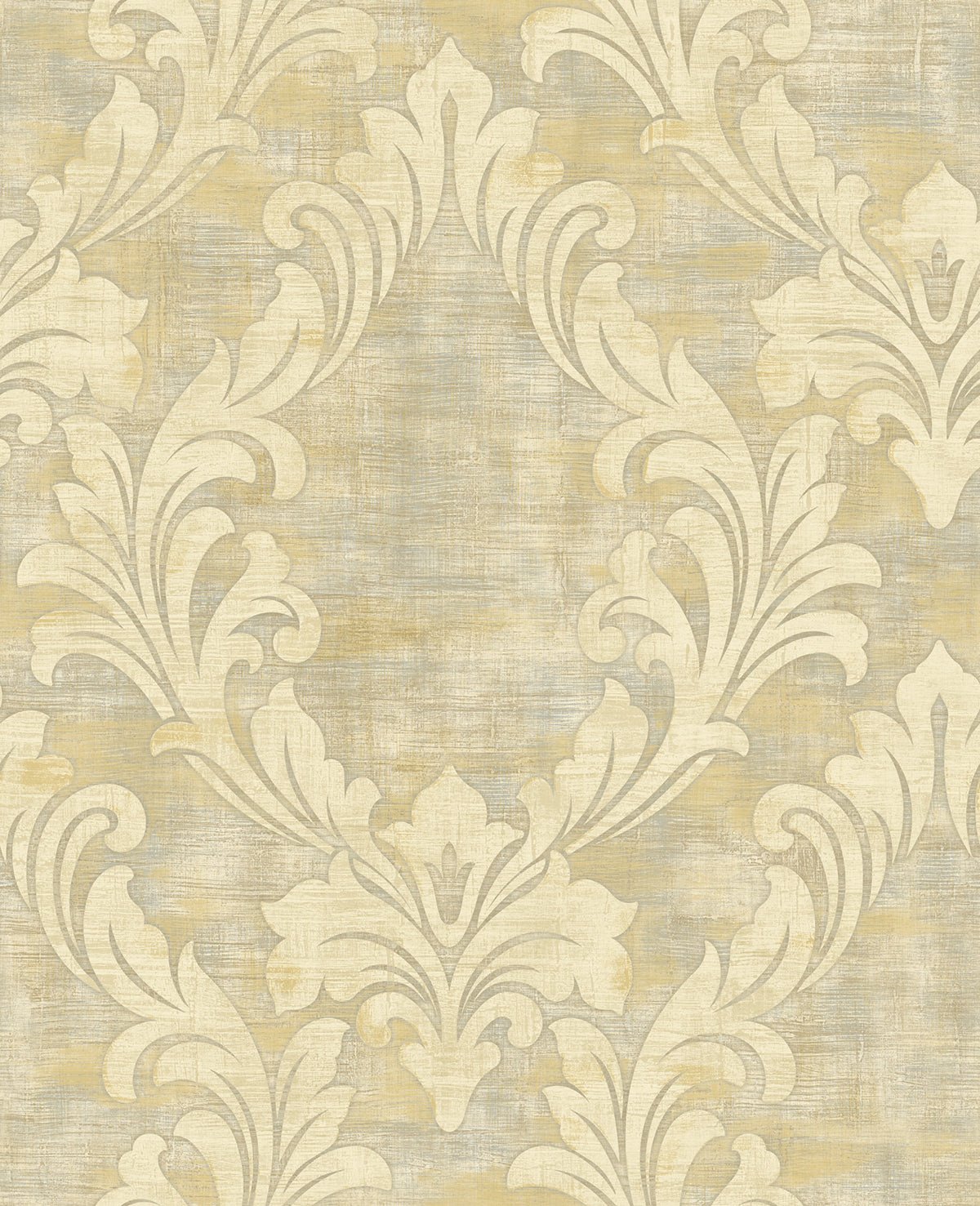 Seabrook Designs Kepler Damask Metallic Pearl And Gold Wallpaper AV50705