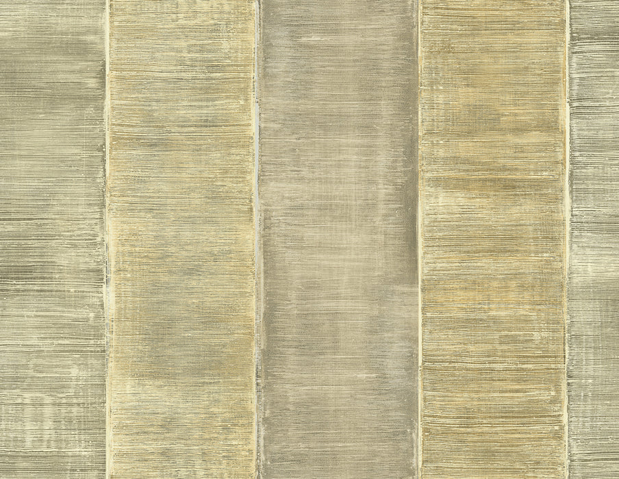 Seabrook Designs Kepler Stripe Antique Gold Wallpaper Sample AV50805