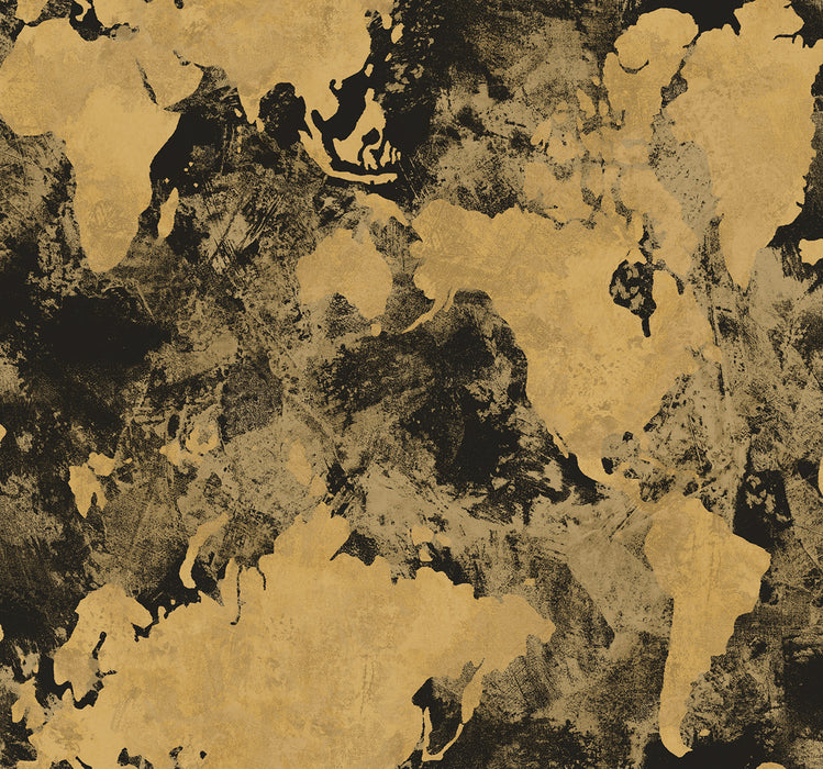 Seabrook Designs Galileo Faux Metallic Gold And Ebony Wallpaper Sample AV50900