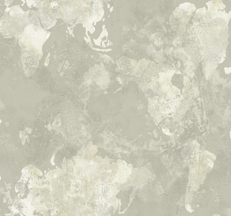 Seabrook Designs Galileo Faux Metallic Silver And Off-white Wallpaper Sample AV50908