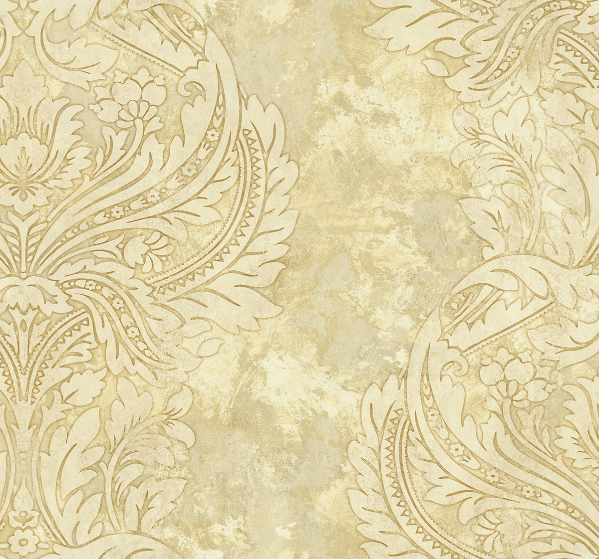 Seabrook Designs Newton Damask Metallic Gold And Off-white Wallpaper AV51305