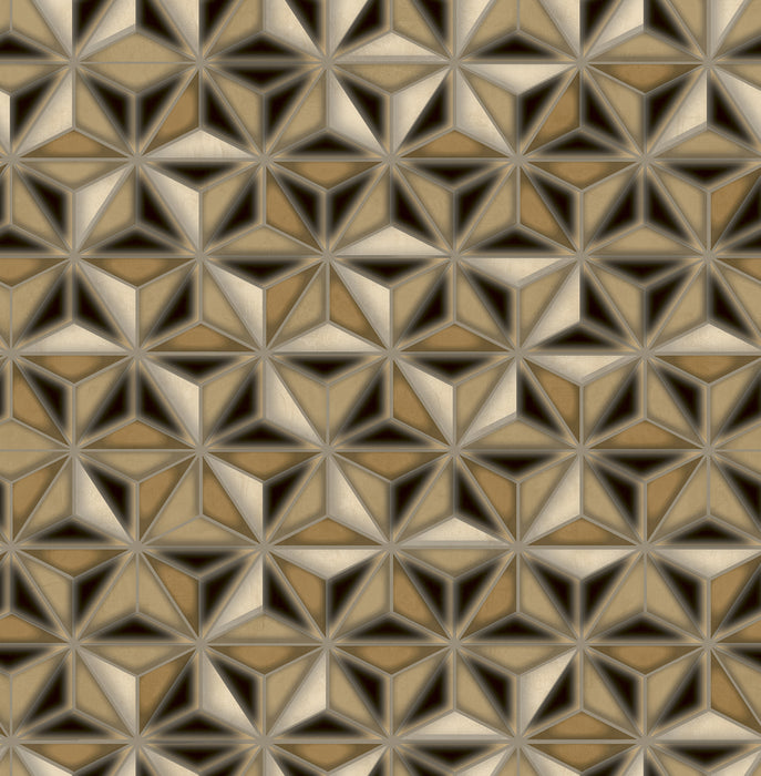 Seabrook Designs Einstein Geometric Metallic Gold And Black Wallpaper Sample AV51410