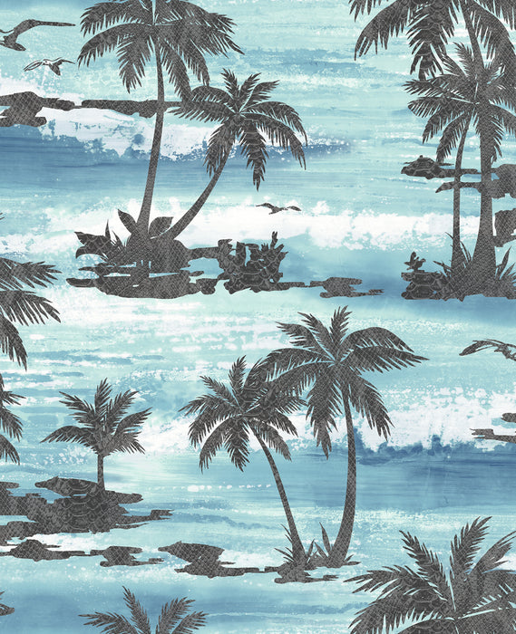 Seabrook Designs Moseley Palm Trees Black And Blue Wallpaper AV51602