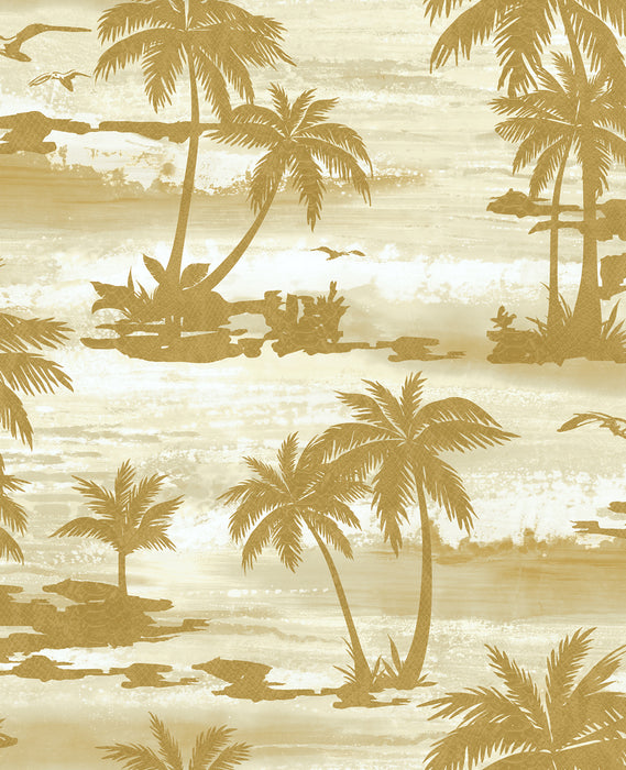 Seabrook Designs Moseley Palm Trees Off-white And Gold Wallpaper Sample AV51605