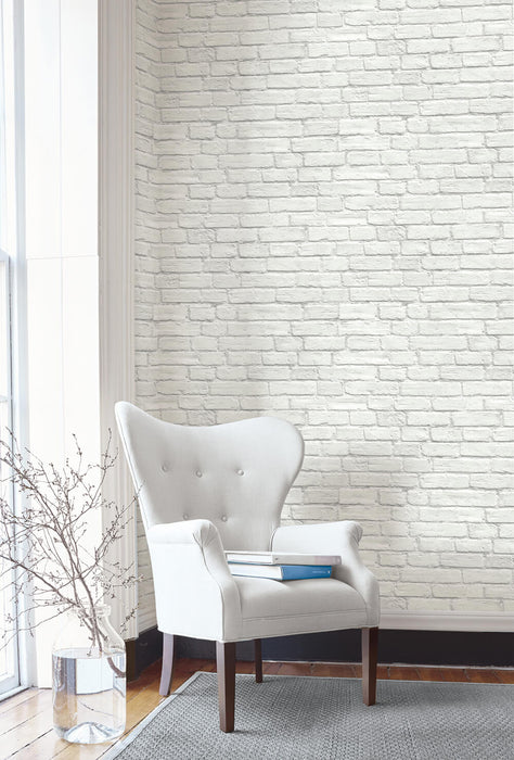 NextWall Vintage White Brick Off-white Wallpaper Sample AX10800