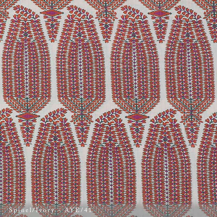 Lisa Fine Ayesha Paisley Spinel/Ivory Fabric Sample AYE-41