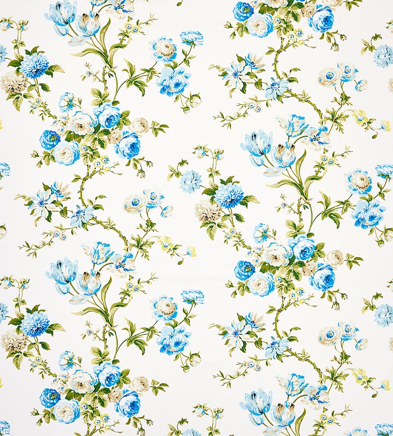 Old World Weavers Botanical Garden Porcelain Blue Fabric B0 00033506