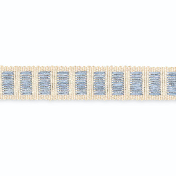 Schumacher Aubrey Braid Ivory/Sky Trim Sample B154-8