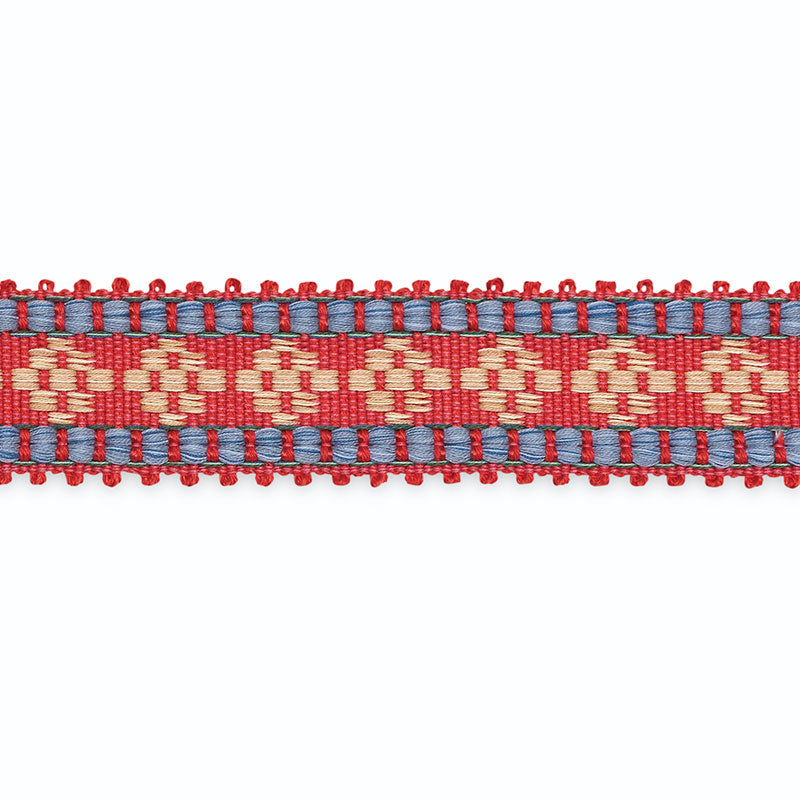 Schumacher Mary Kay Braid Cherry/Lapis/Mocha Trim B211-2