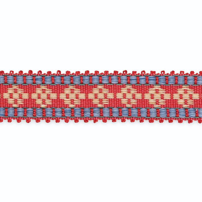 Schumacher Mary Kay Braid Cherry/Lapis/Mocha Trim B211-2