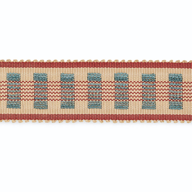 Schumacher Lucinda Braid 7/8" Ecru/Delft/Garnet Trim B220-5