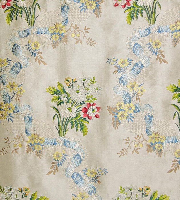 Old World Weavers Louis Xvi Broche Beige / Blue Fabric Sample BA 00016984