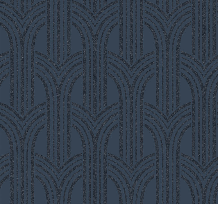 Seabrook Designs Déco Arches Blue Lustre Wallpaper BD50402