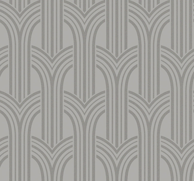 Seabrook Designs Déco Arches Nickel Wallpaper Sample BD50410