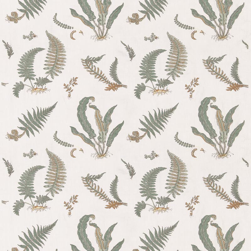 GP & J Baker Ferns Embroidery Verdigris Fabric BF10991.1.0