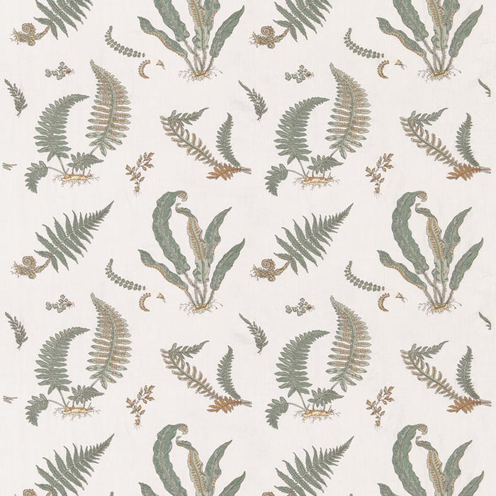 GP & J Baker Ferns Embroidery Verdigris Fabric BF10991.1.0