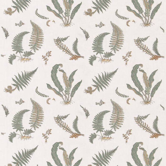 GP & J Baker Ferns Embroidery Verdigris Fabric Sample BF10991.1.0