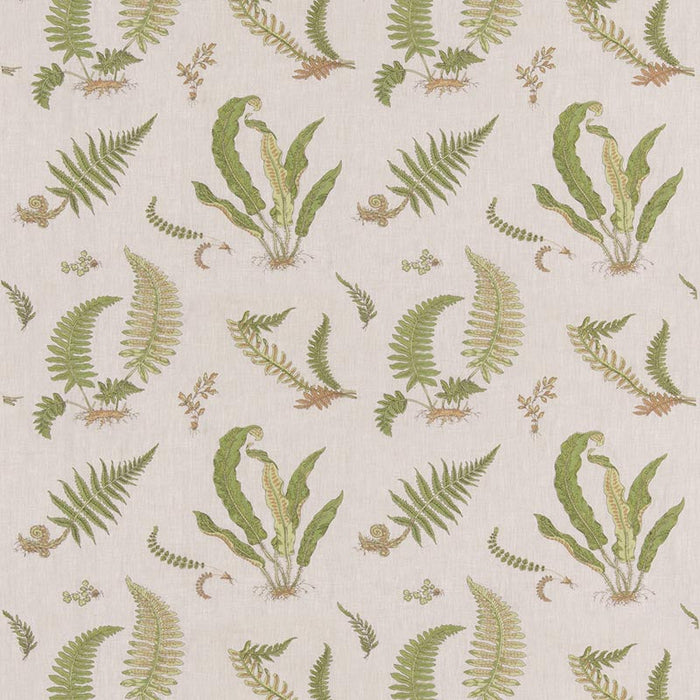 GP & J Baker Ferns Embroidery Green/Natural Fabric Sample BF10991.3.0