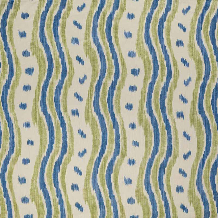 Lee Jofa Ikat Stripe Blue/Lime Fabric Sample BFC-3687.523.0