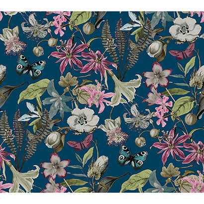 York Butterfly House Navy Wallpaper BL1723