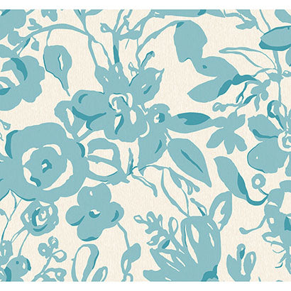 York Brushstroke Floral Aqua Wallpaper BL1736