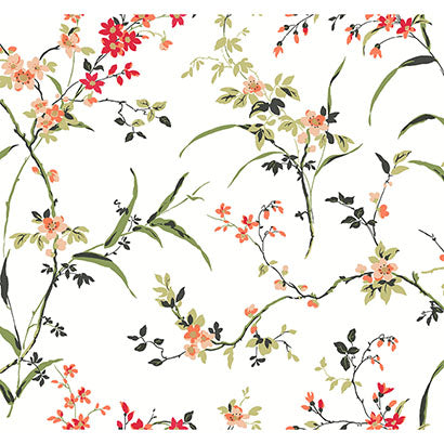 York Blossom Branches White & Red Wallpaper BL1741