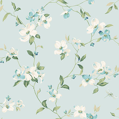 York Dogwood Light Blue Wallpaper BL1765