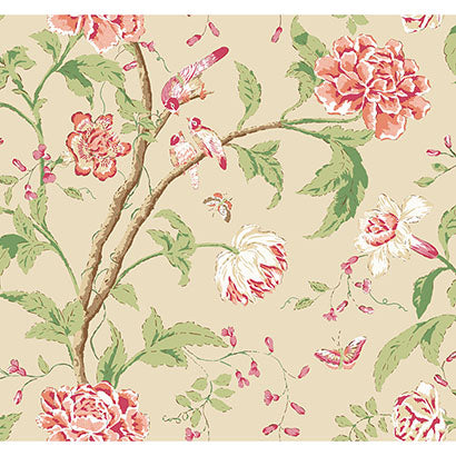 York Teahouse Floral Cream & Coral Wallpaper BL1781