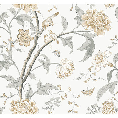 York Teahouse Floral Neutral Wallpaper BL1783