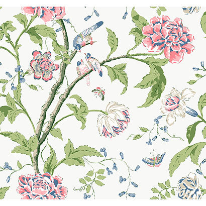 York Teahouse Floral White & Blush Wallpaper BL1785