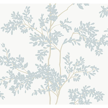 York Lunaria Silhouette White & Cloud Blue Wallpaper BL1802