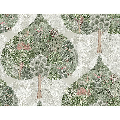 York Mystic Forest Green & Coral Wallpaper BO6702