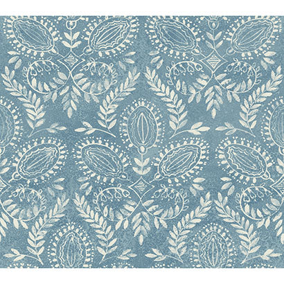 York Laurel Damask Blue Wallpaper BO6733