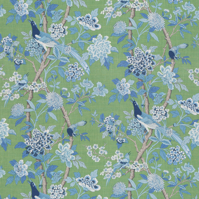 GP & J Baker Hydrangea Bird (Archive) Emerald/Blue Fabric Sample BP10851.3.0