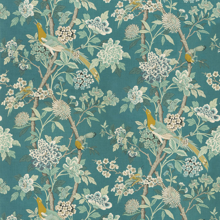 GP & J Baker Hydrangea Bird (Archive) Teal Fabric Sample BP10851.5.0