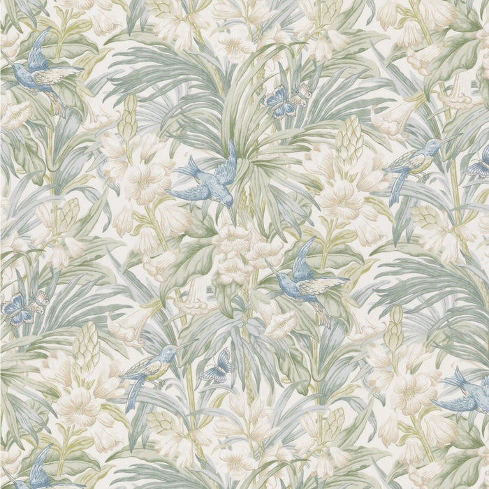 GP & J Baker Trumpet Flowers Cotton Blue/Green Fabric Sample BP10976.3.0