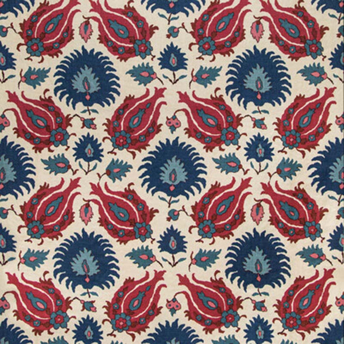 Brunschwig & Fils Kashmiri Linen Print Navy/Berry Fabric Sample BR-700020.5019.0