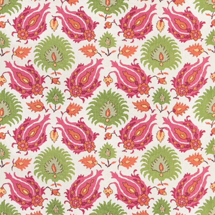 Brunschwig & Fils Kashmiri Linen Print Pink/Green Fabric Sample BR-700020.7312.0